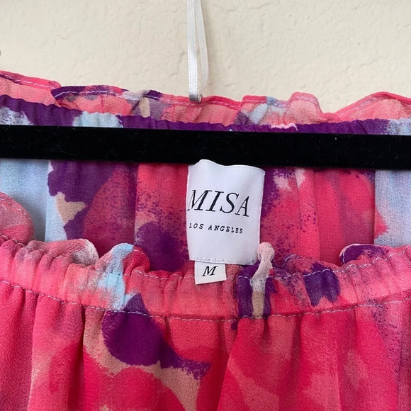 MISA Los Angeles Isella Ruffled Floral Mini Dress pink blue size M‎ - Picture 8 of 10